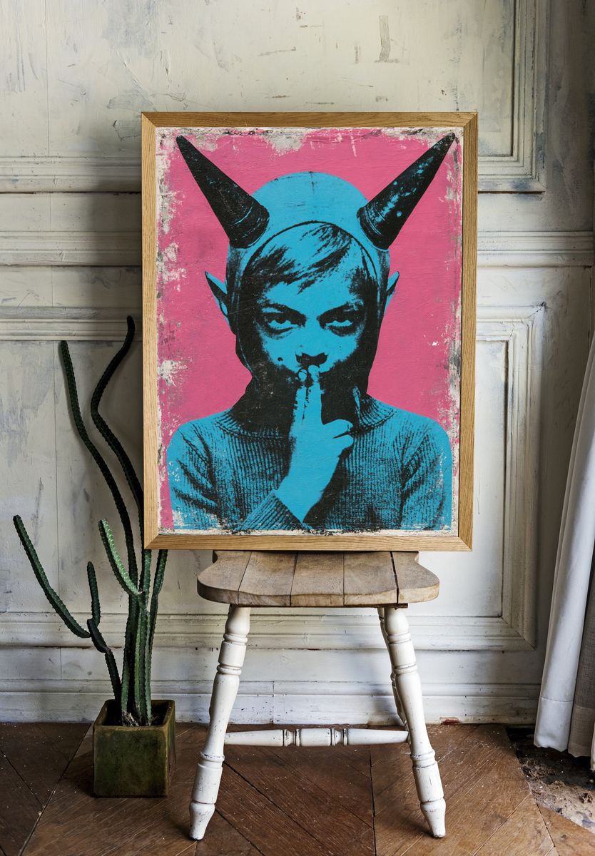 Horned Figure Street Art Poster. — room view 1