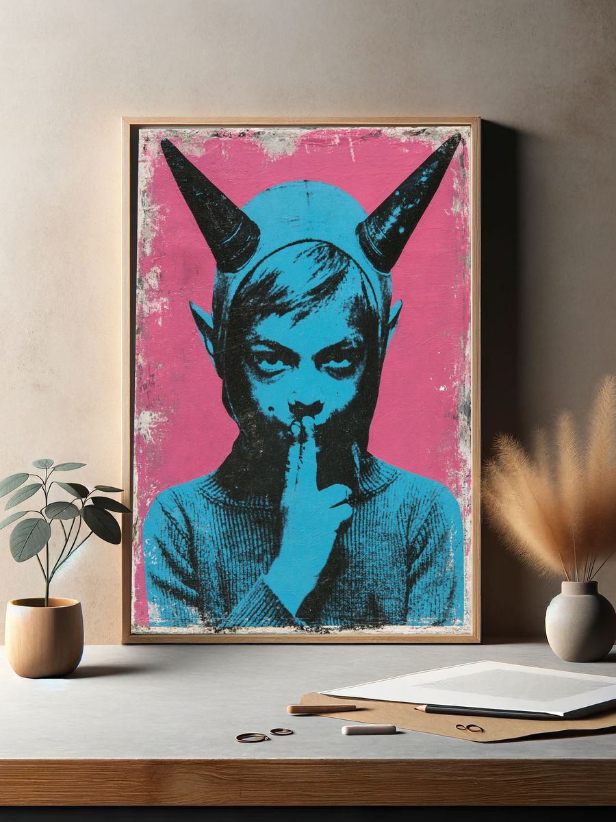 Horned Figure Street Art Poster. — room view 2