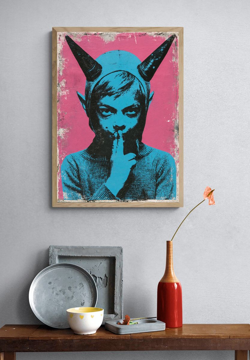 Horned Figure Street Art Poster. — room view 3