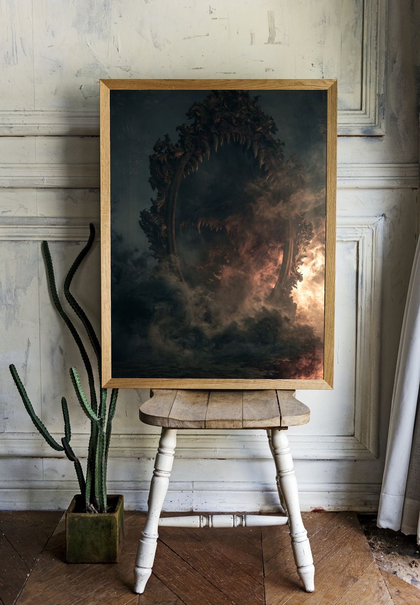 Haunted Mirror Portal — Surrealism Print. room preview