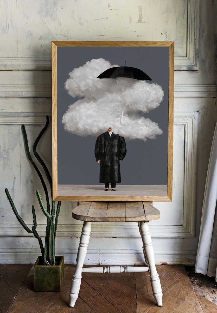 Surreal Fashion Cloud Portrait Print. — room view 1