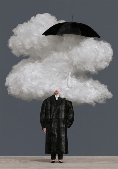Surreal Fashion Cloud Portrait Print. poster