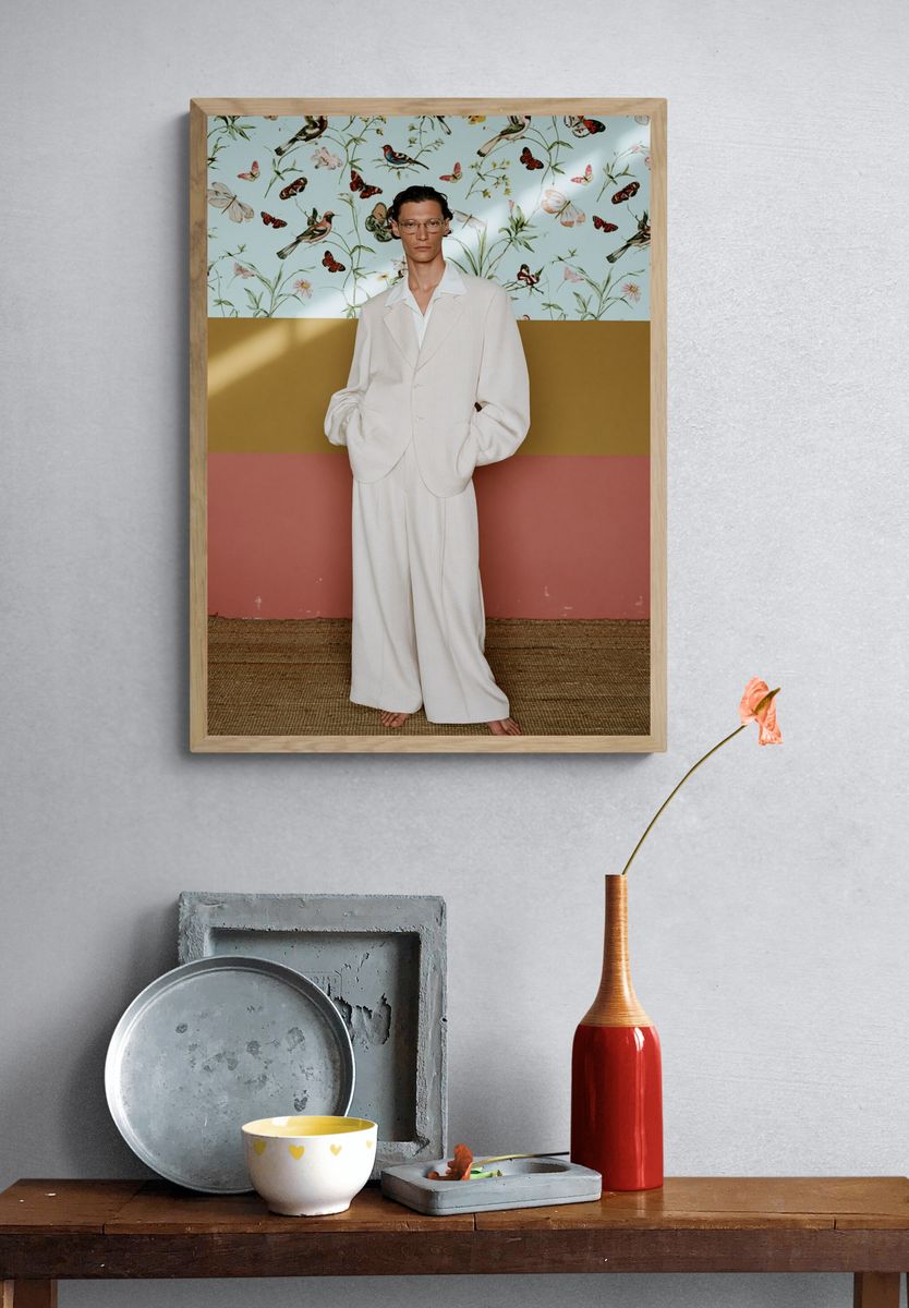 Fashion Portrait in Floral Room Poster. — room view 3