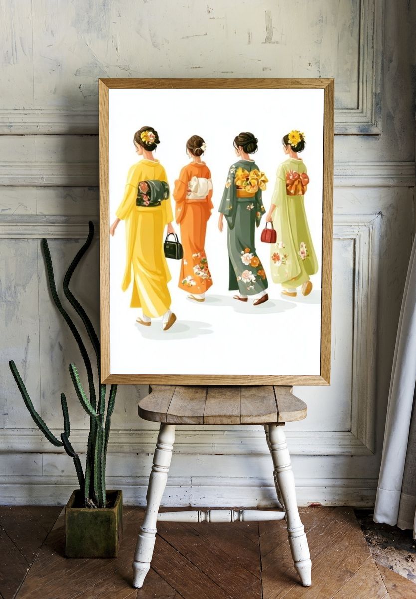 Kimono Fashion Illustration Poster. — room view 1