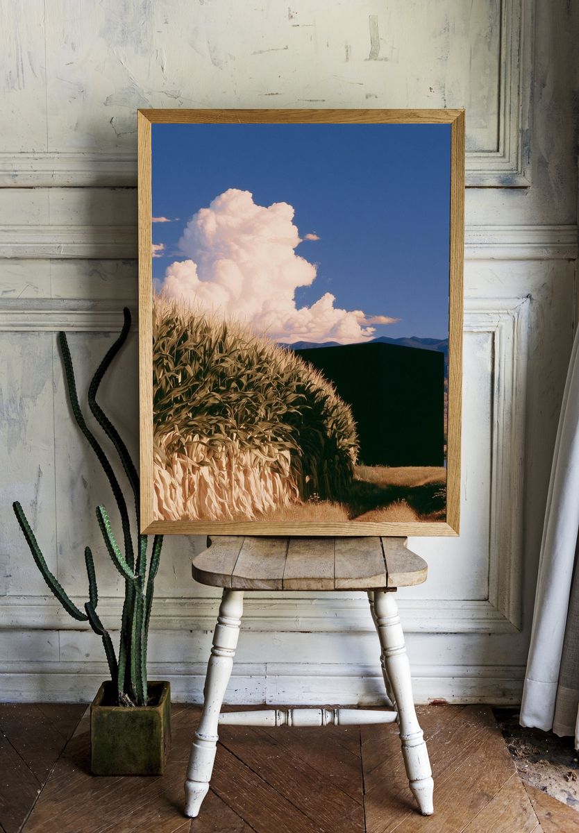 Surreal Cornfield Landscape Print. — room view 1