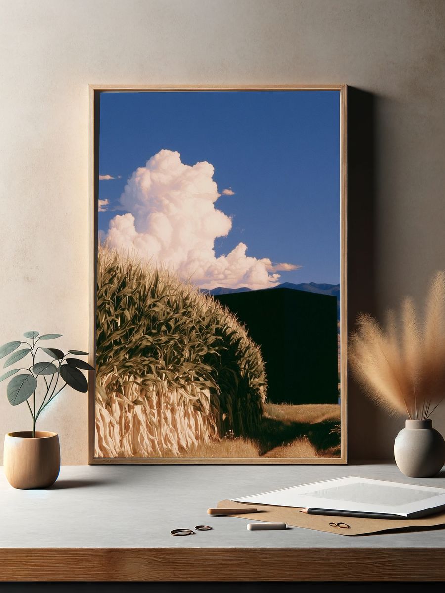 Surreal Cornfield Landscape Print. — room view 2