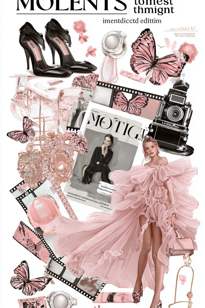 Pink Fashion Collage Poster. poster detail