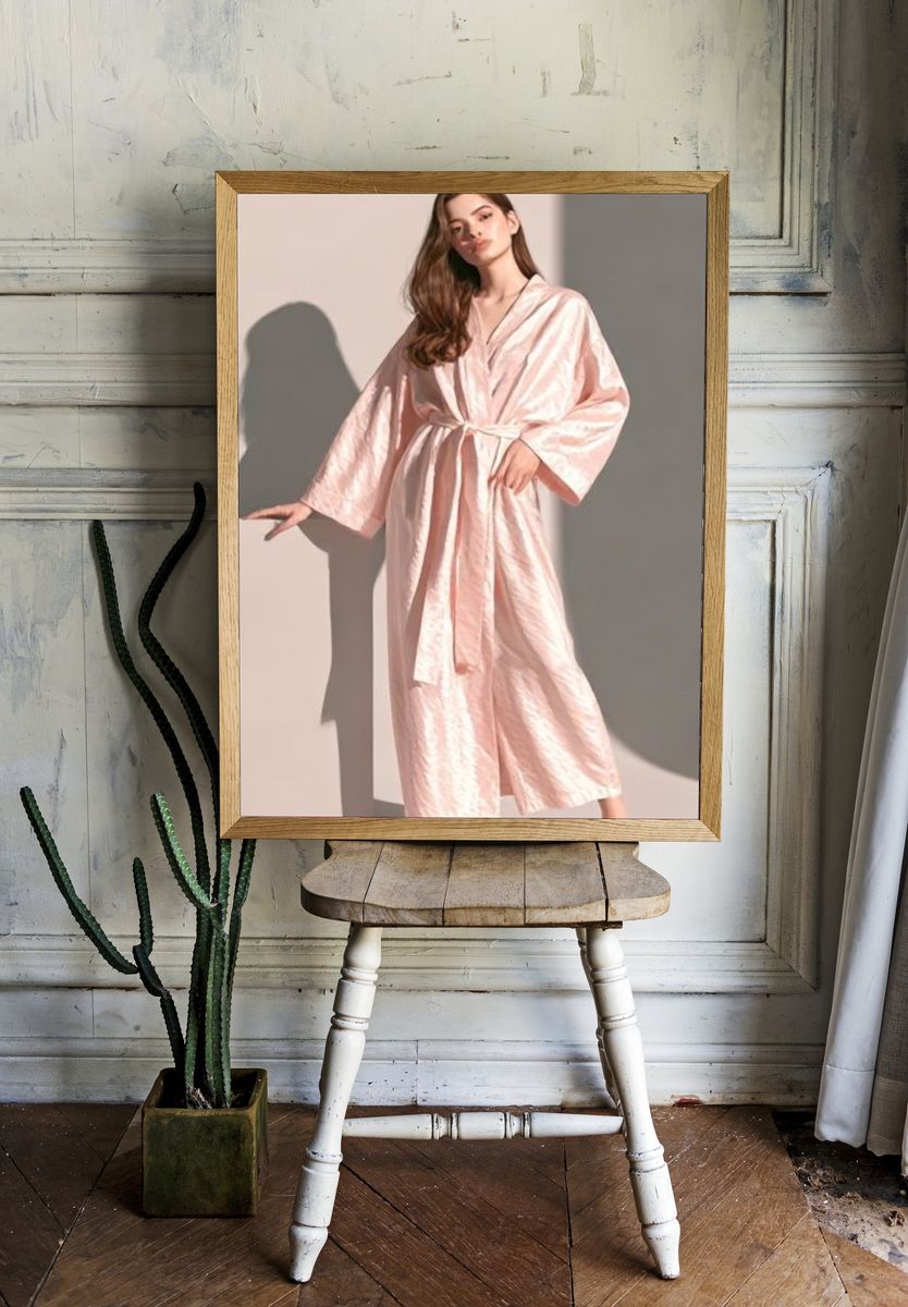 Pink Satin Robe Fashion Poster. room preview