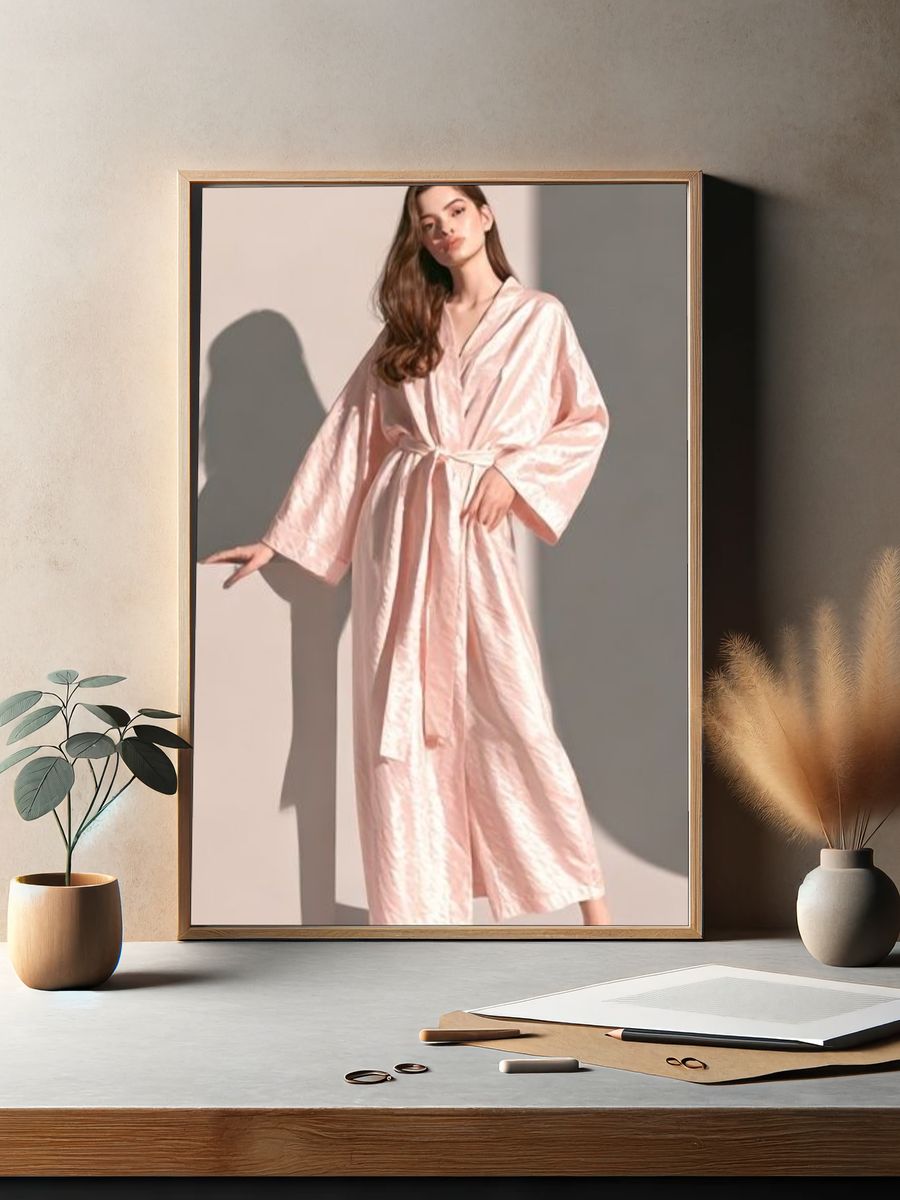 Pink Satin Robe Fashion Poster. — room view 2