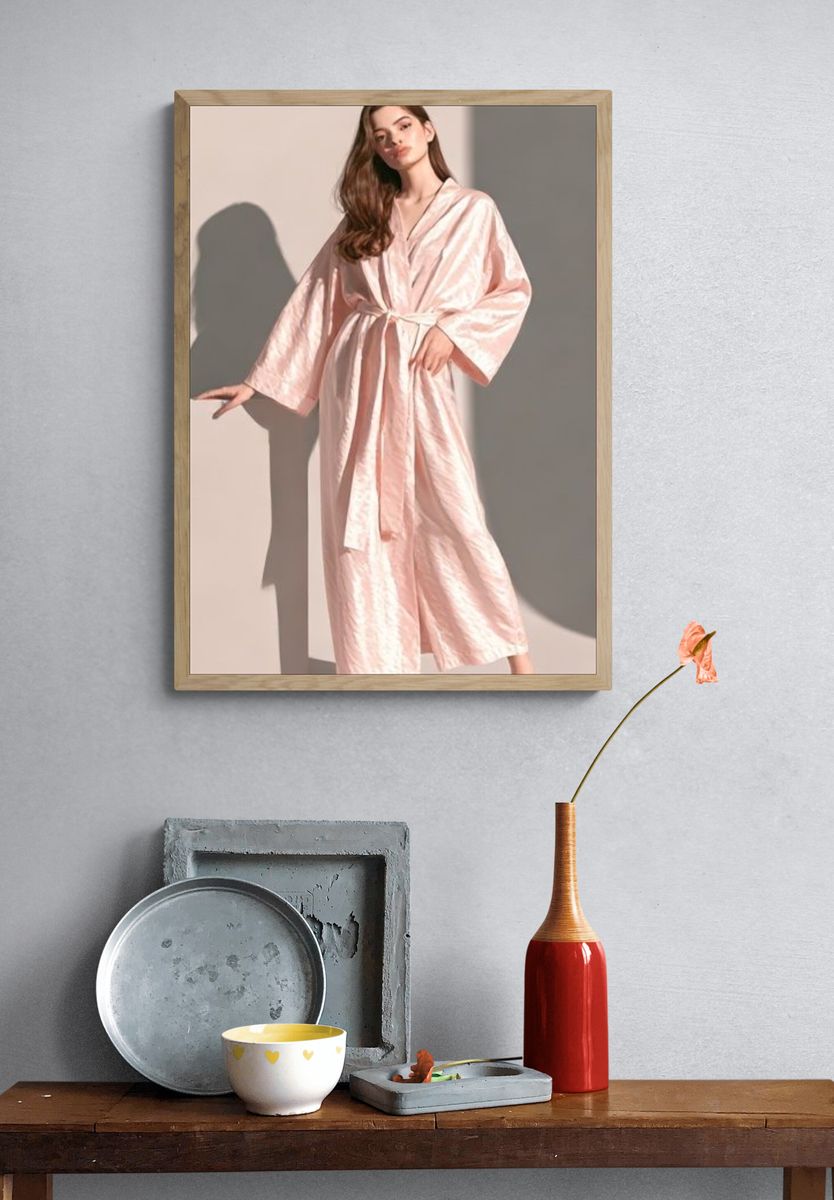 Pink Satin Robe Fashion Poster. — room view 3