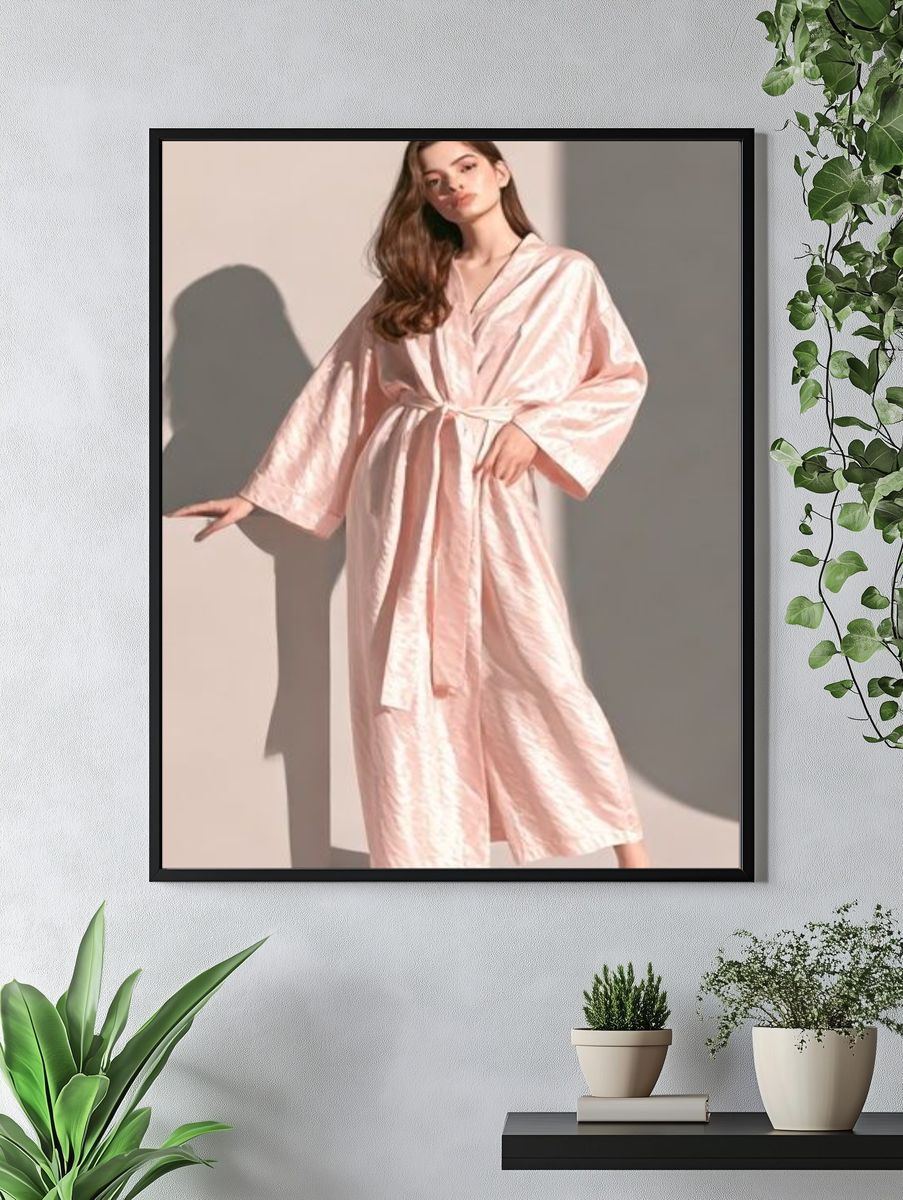 Pink Satin Robe Fashion Poster. — room view 4