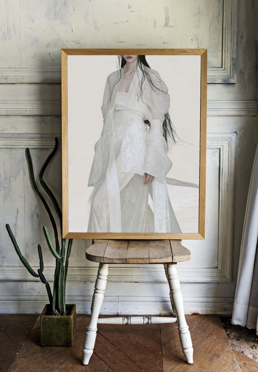 Ethereal White Fashion Portrait Poster. — room view 1