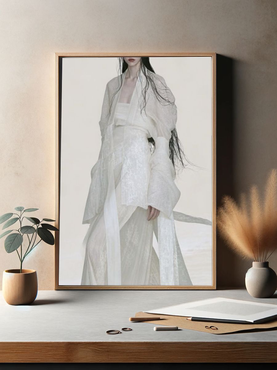 Ethereal White Fashion Portrait Poster. — room view 2