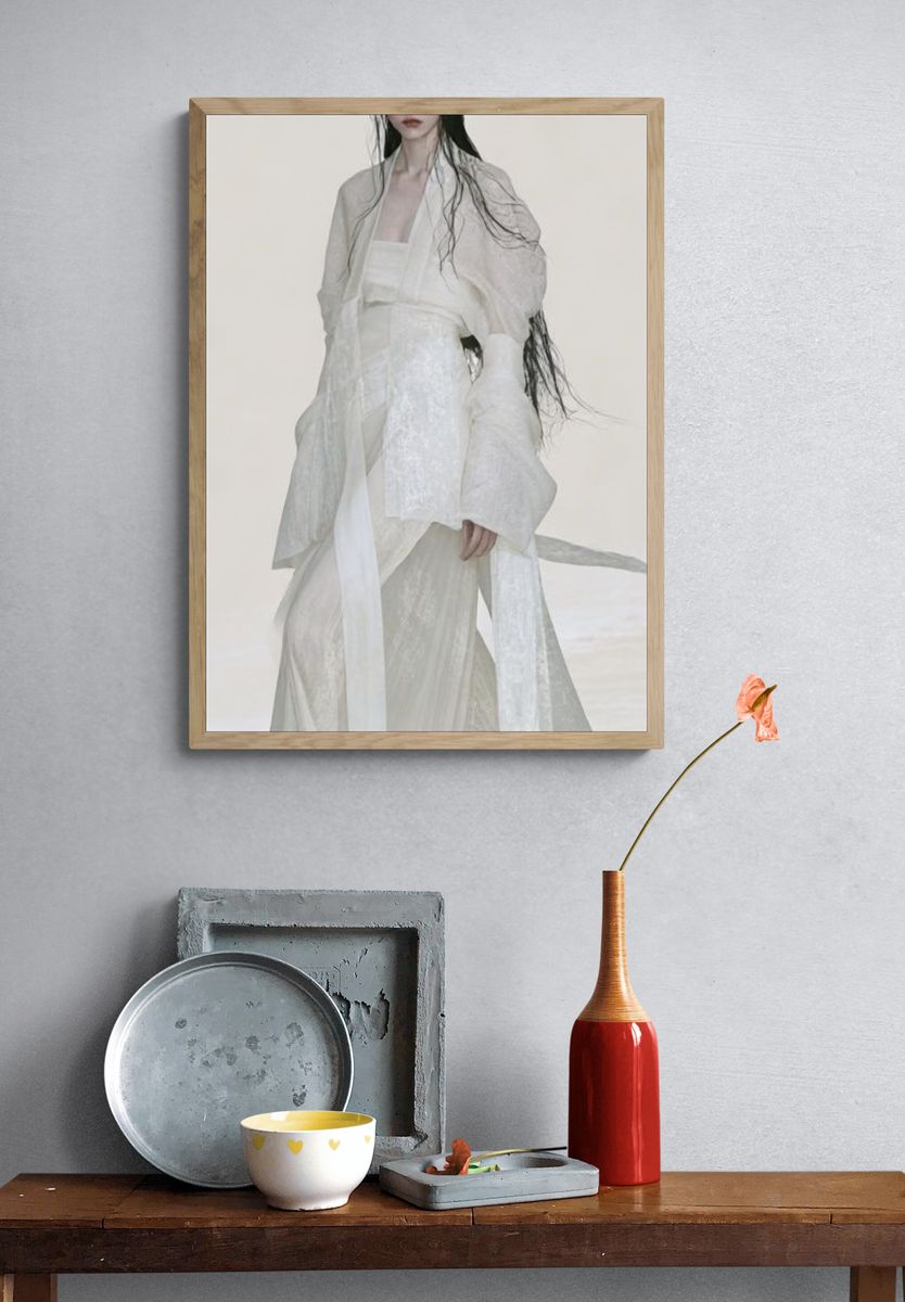 Ethereal White Fashion Portrait Poster. — room view 3