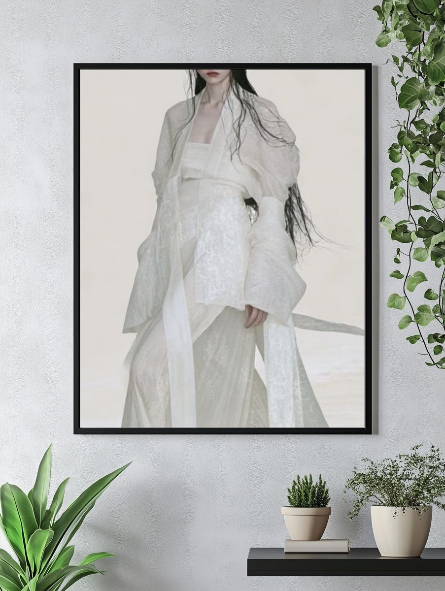 Ethereal White Fashion Portrait Poster. — room view 4