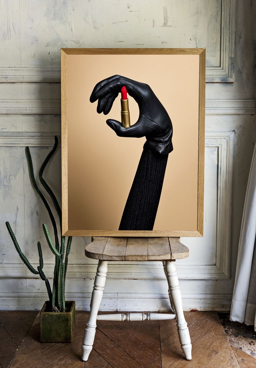 Black Glove Lipstick Surrealism Print. — room view 1