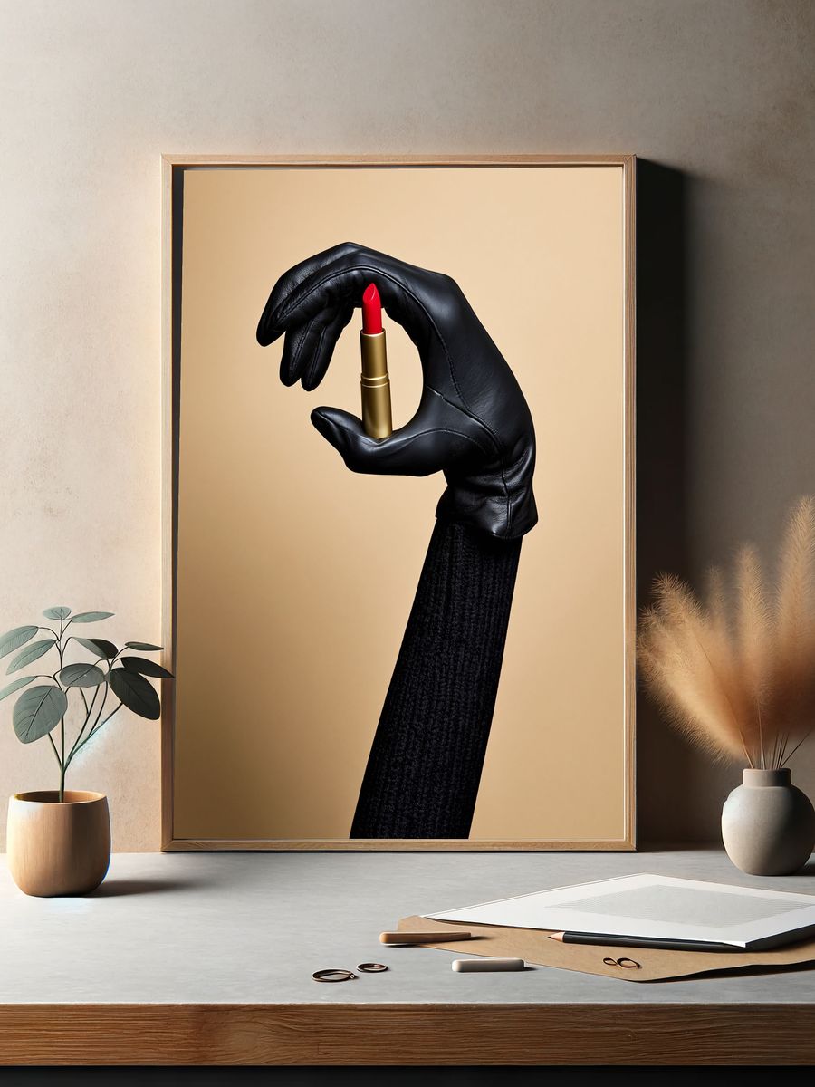 Black Glove Lipstick Surrealism Print. — room view 2