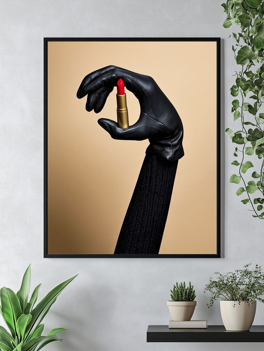 Black Glove Lipstick Surrealism Print. — room view 4