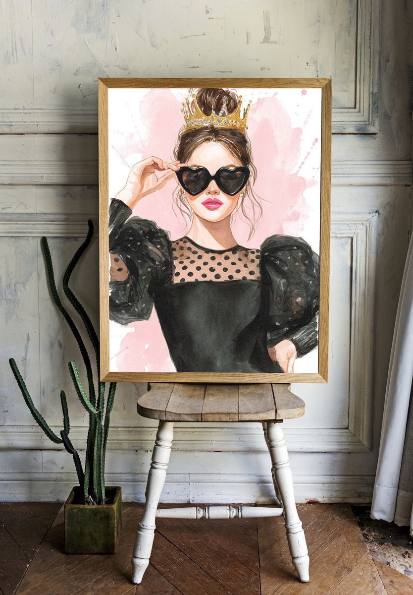 Fashion Queen Watercolor Print. room preview