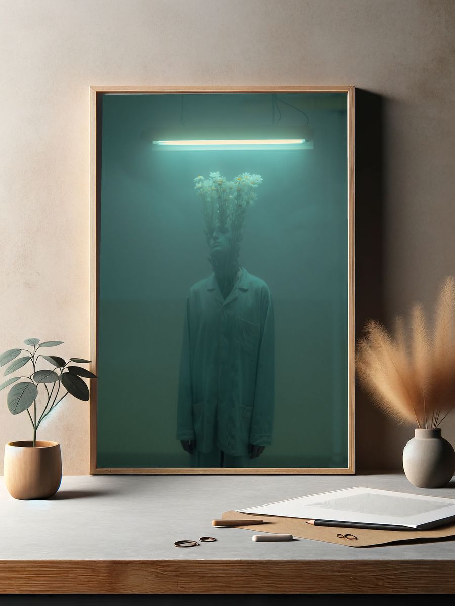 Surreal Floral Portrait Print. — room view 2