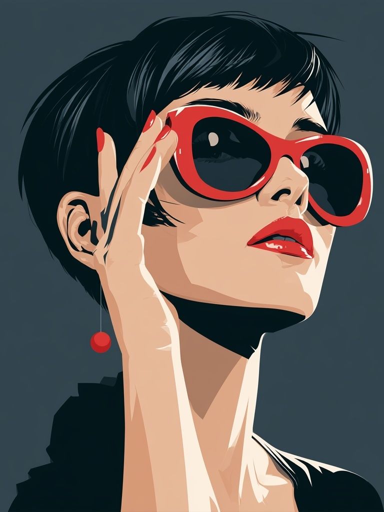 Red Sunglasses Portrait Illustration Poster. poster — fashion art