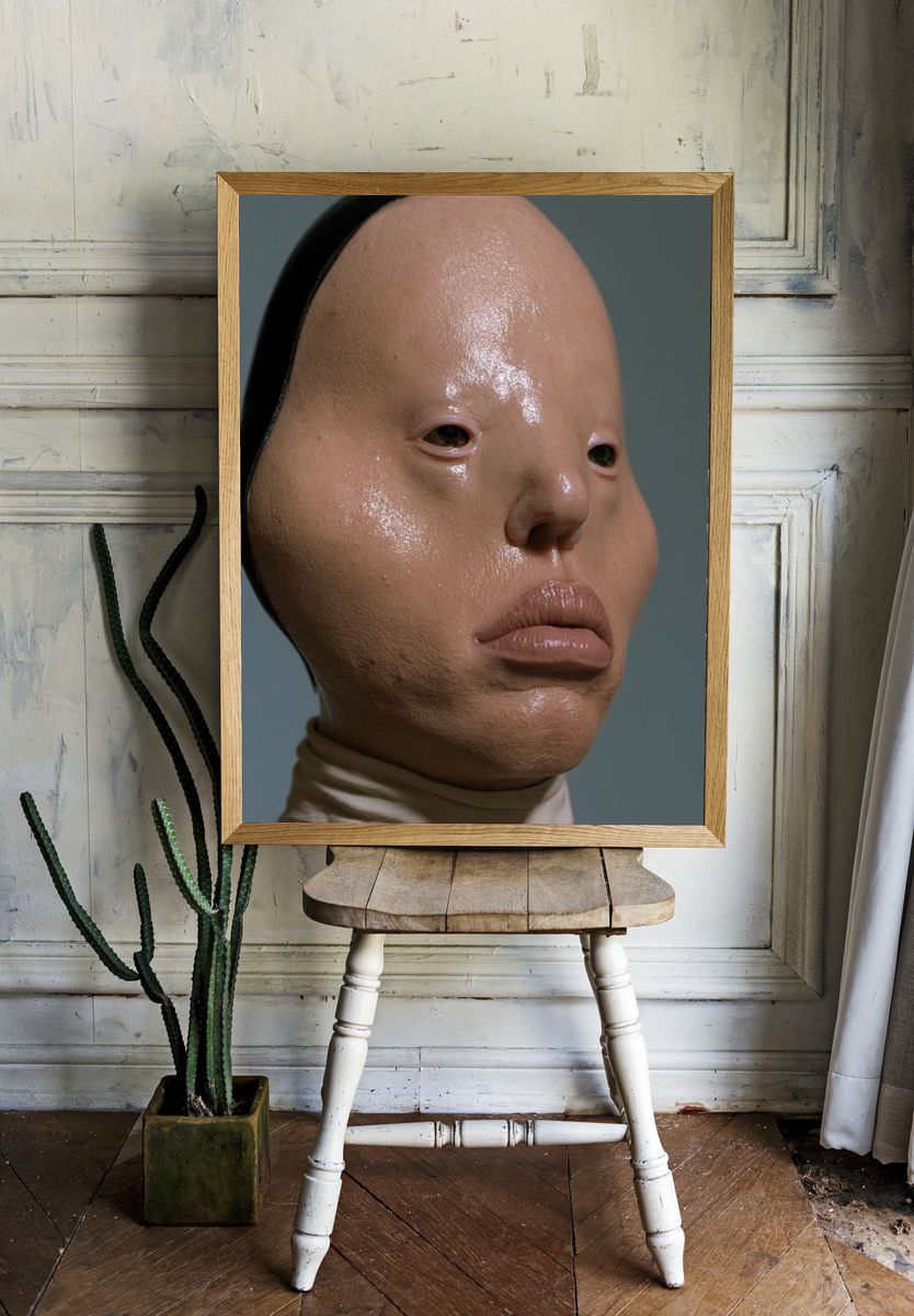 Surreal Mask Portrait Print. — room view 1