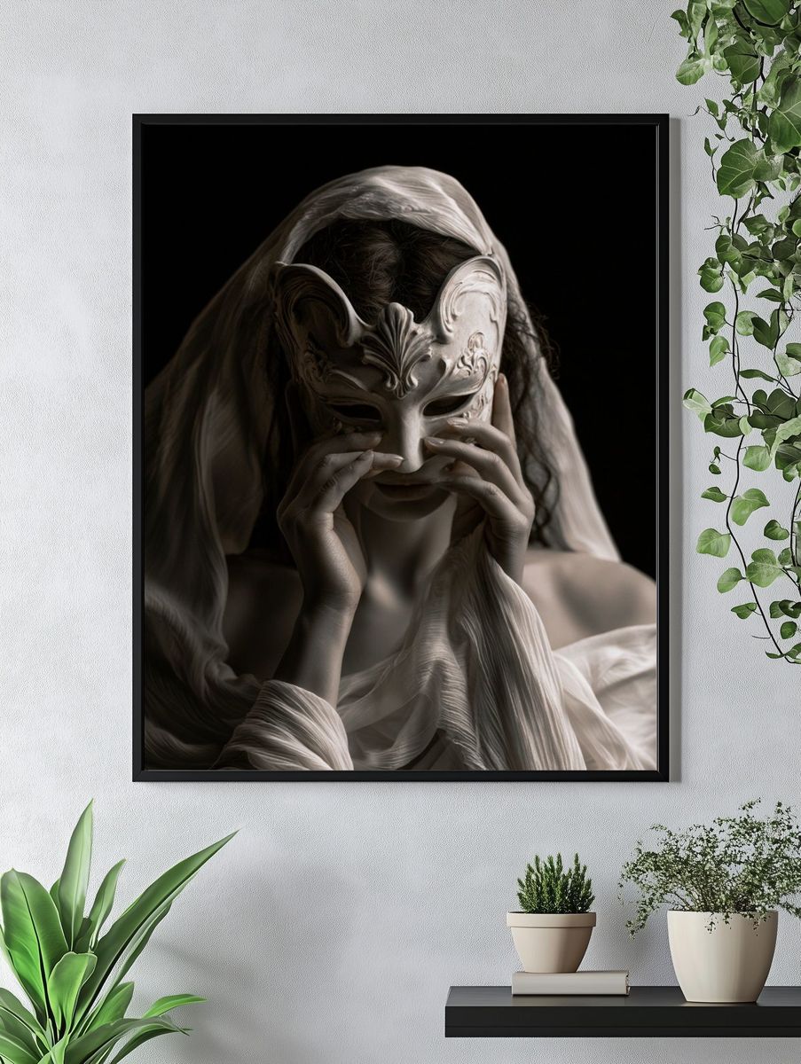 Masked Woman Surrealism Print. — room view 4