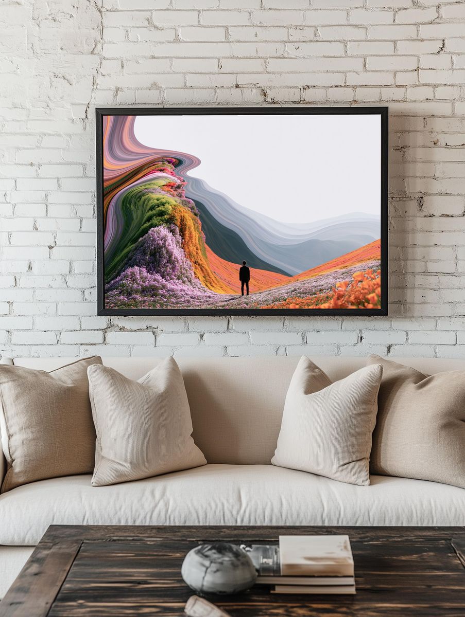 Surreal Floral Landscape Print. room preview