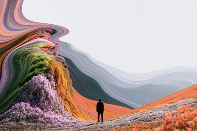 Surreal Floral Landscape Print. poster