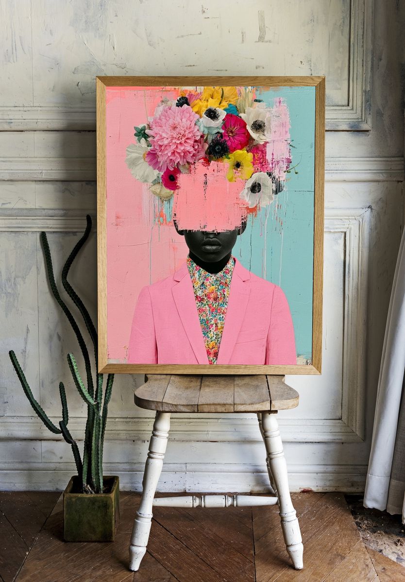 Floral Portrait Fashion Print. room preview