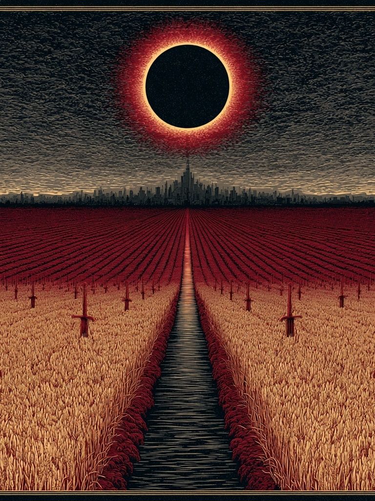 Eclipse Over Wheat Fields Poster. poster — fine-art art