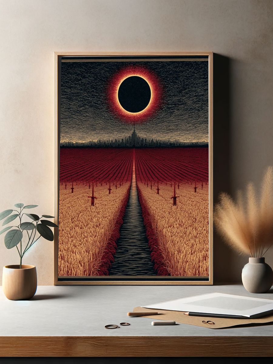 Eclipse Over Wheat Fields Poster. — room view 2