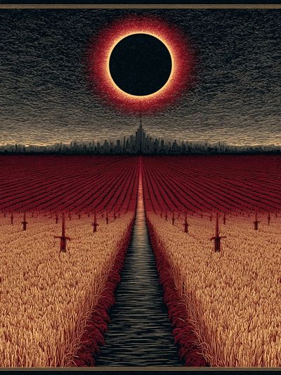 Eclipse Over Wheat Fields Poster. poster