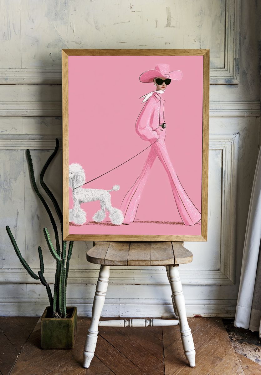 Pink Fashion Walk Poster. — room view 1