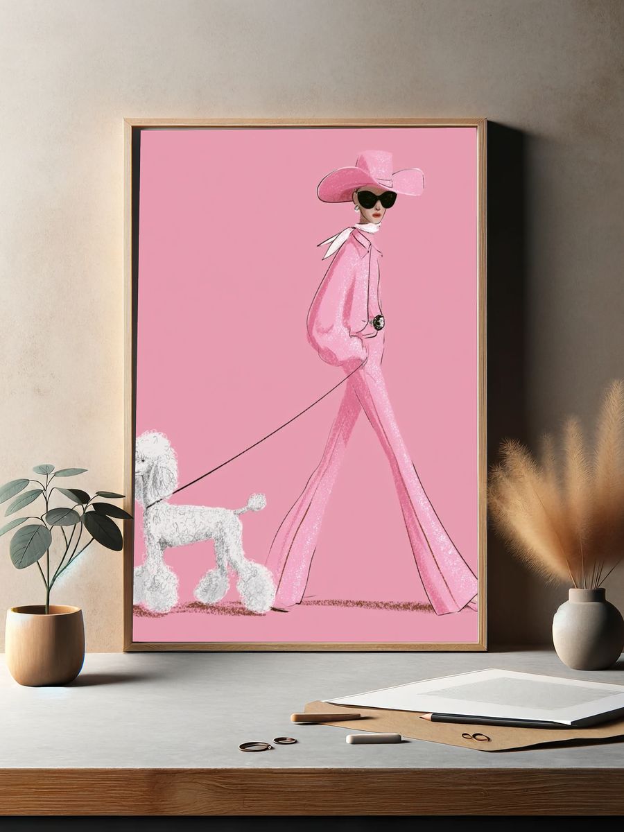 Pink Fashion Walk Poster. — room view 2