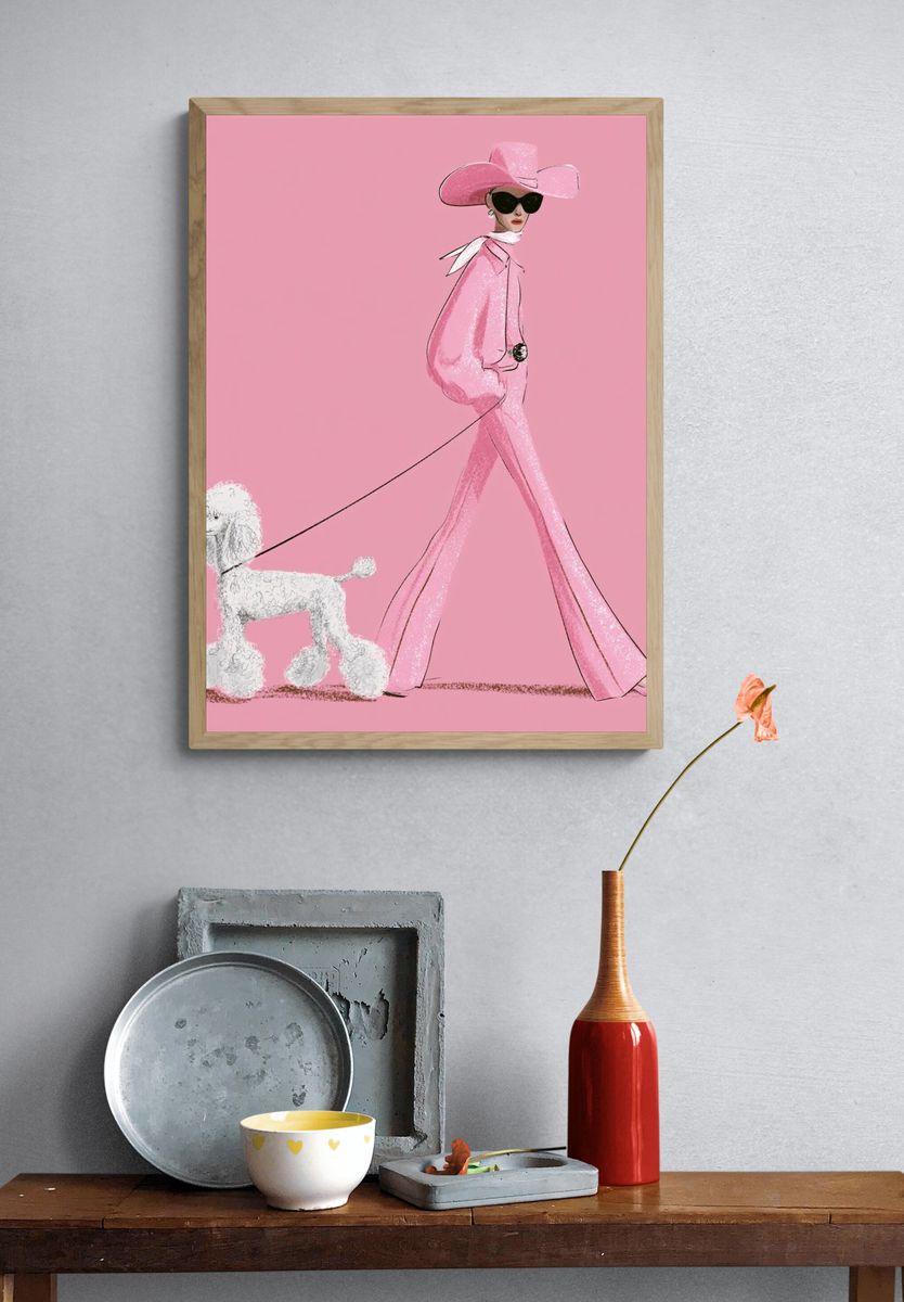 Pink Fashion Walk Poster. — room view 3