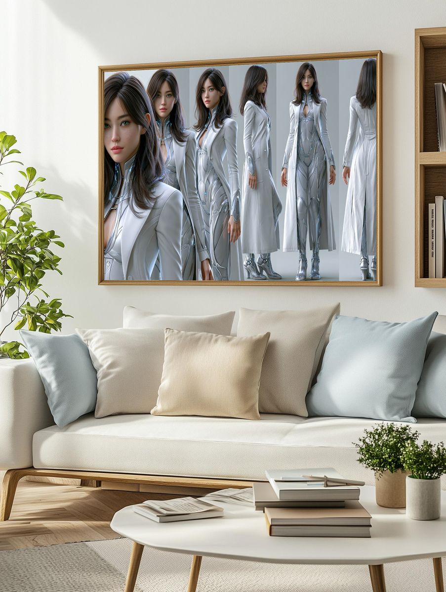 Futuristic Woman Fashion Poster. — room view 2