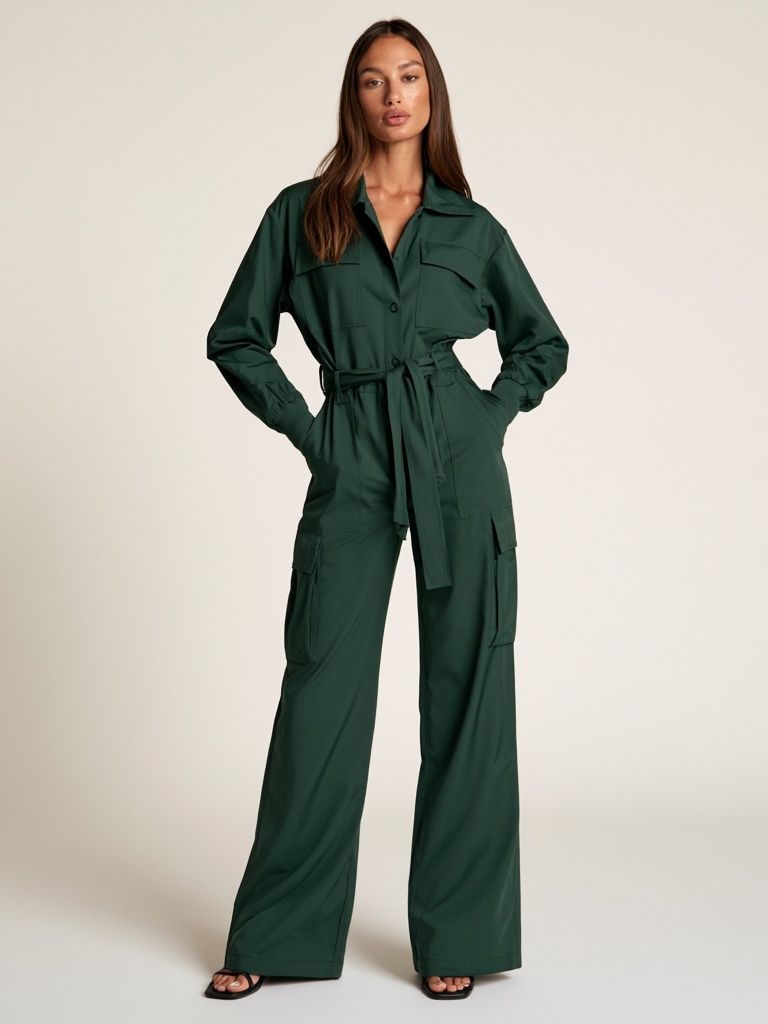 Emerald Green Jumpsuit Fashion Poster. poster detail