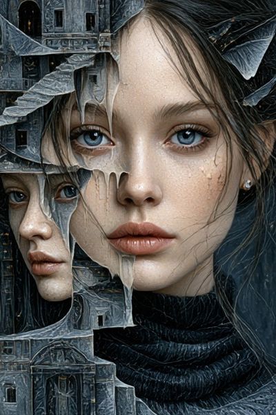 Surreal Portrait Collage Print.