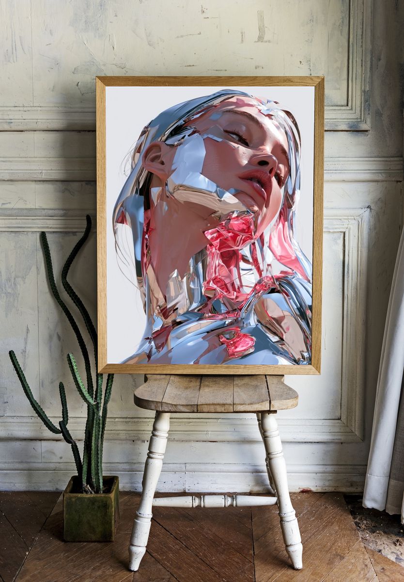 Chrome Portrait — Surreal Print. room preview