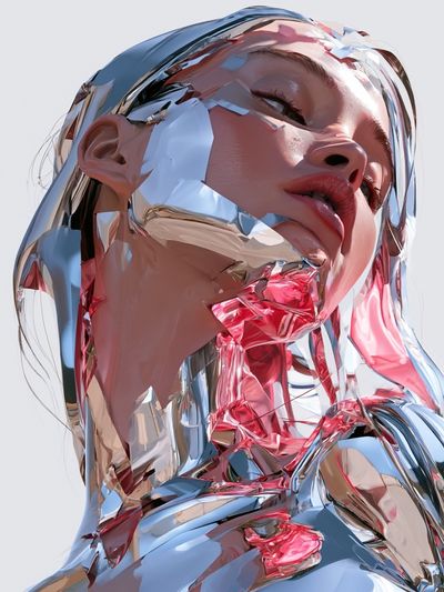 Chrome Portrait — Surreal Print. poster