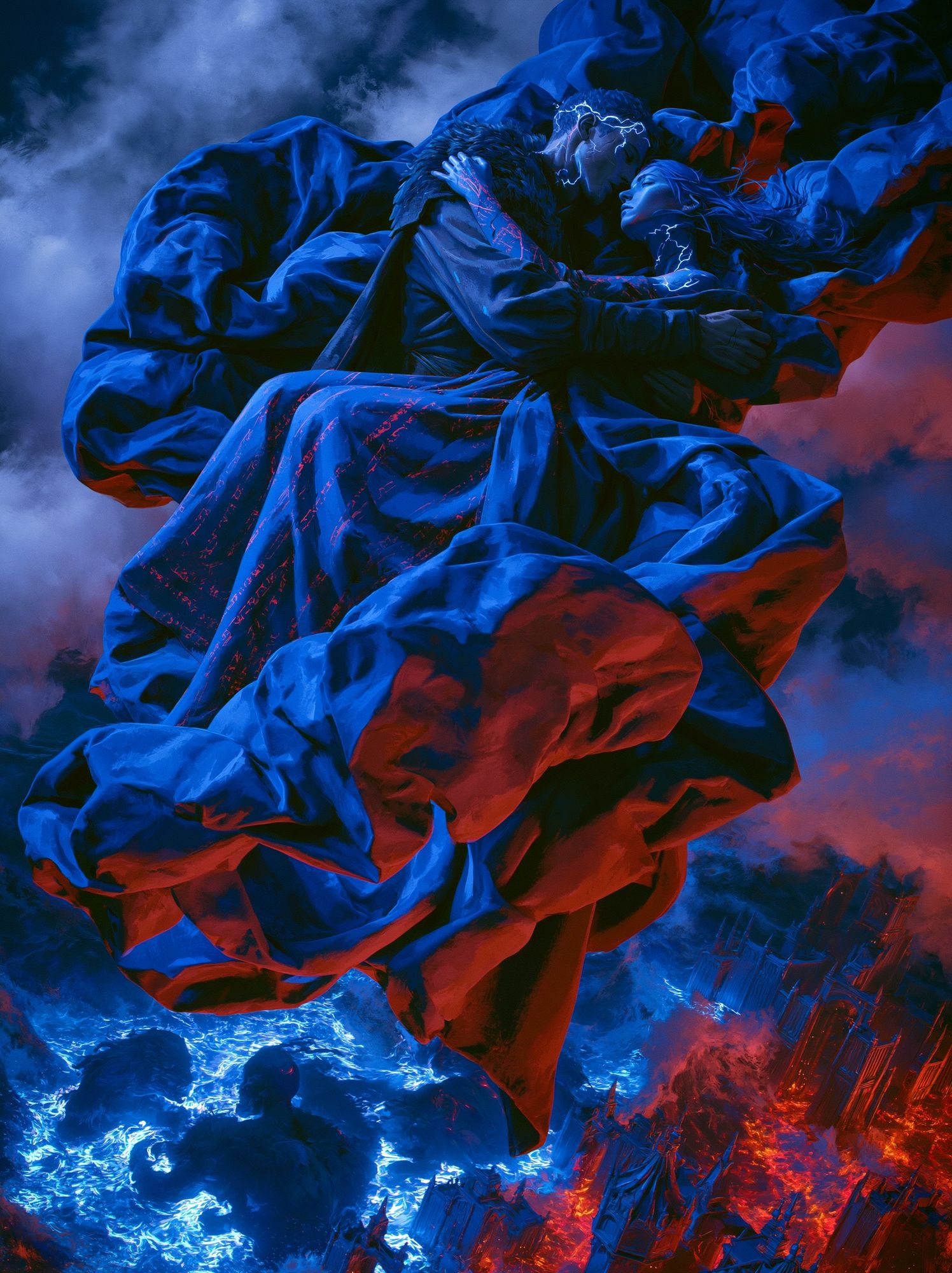 Celestial Lovers Surrealism Poster. poster — fine-art art