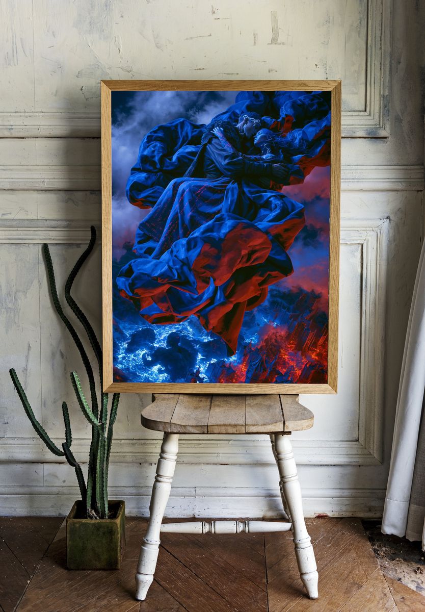 Celestial Lovers Surrealism Poster. — room view 1