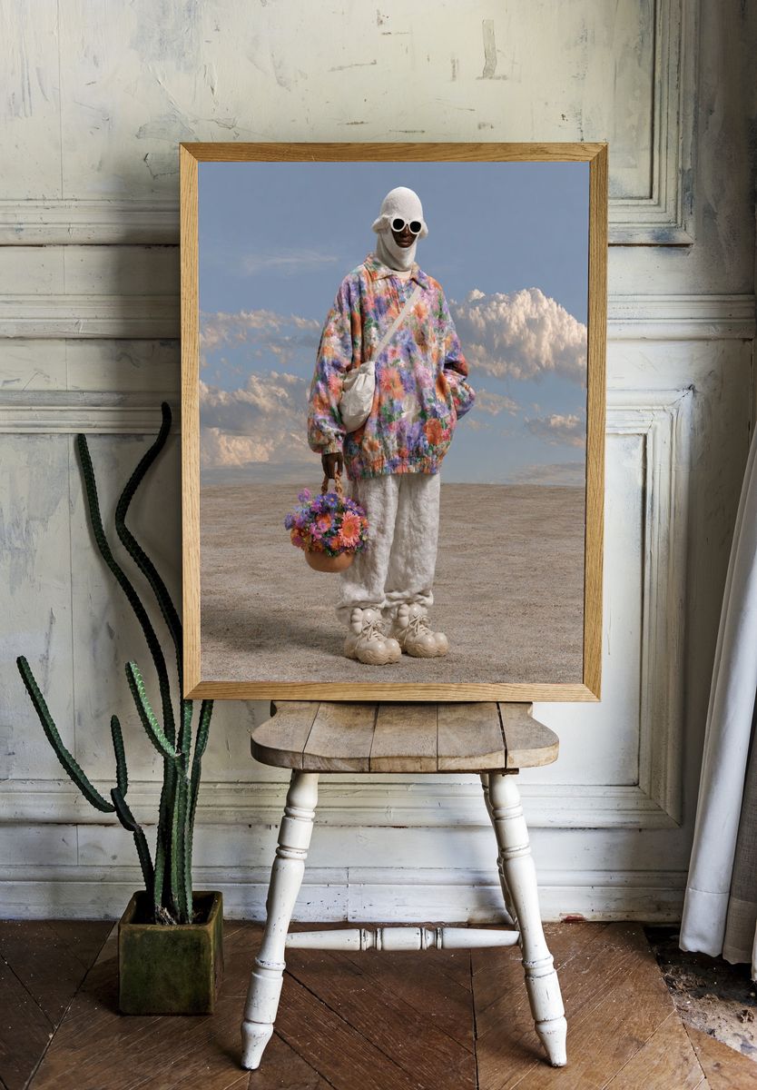 Surreal Floral Fashion Portrait Print. — room view 1