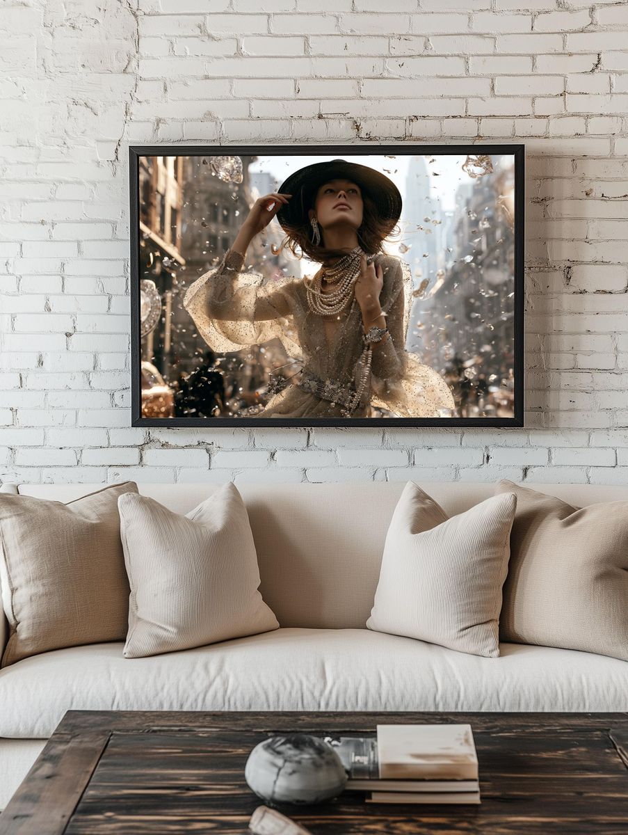 Glamorous Fashion Street Portrait Print. — room view 1