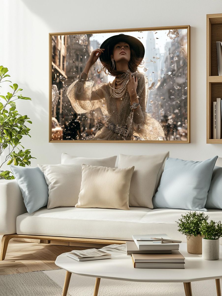Glamorous Fashion Street Portrait Print. — room view 2