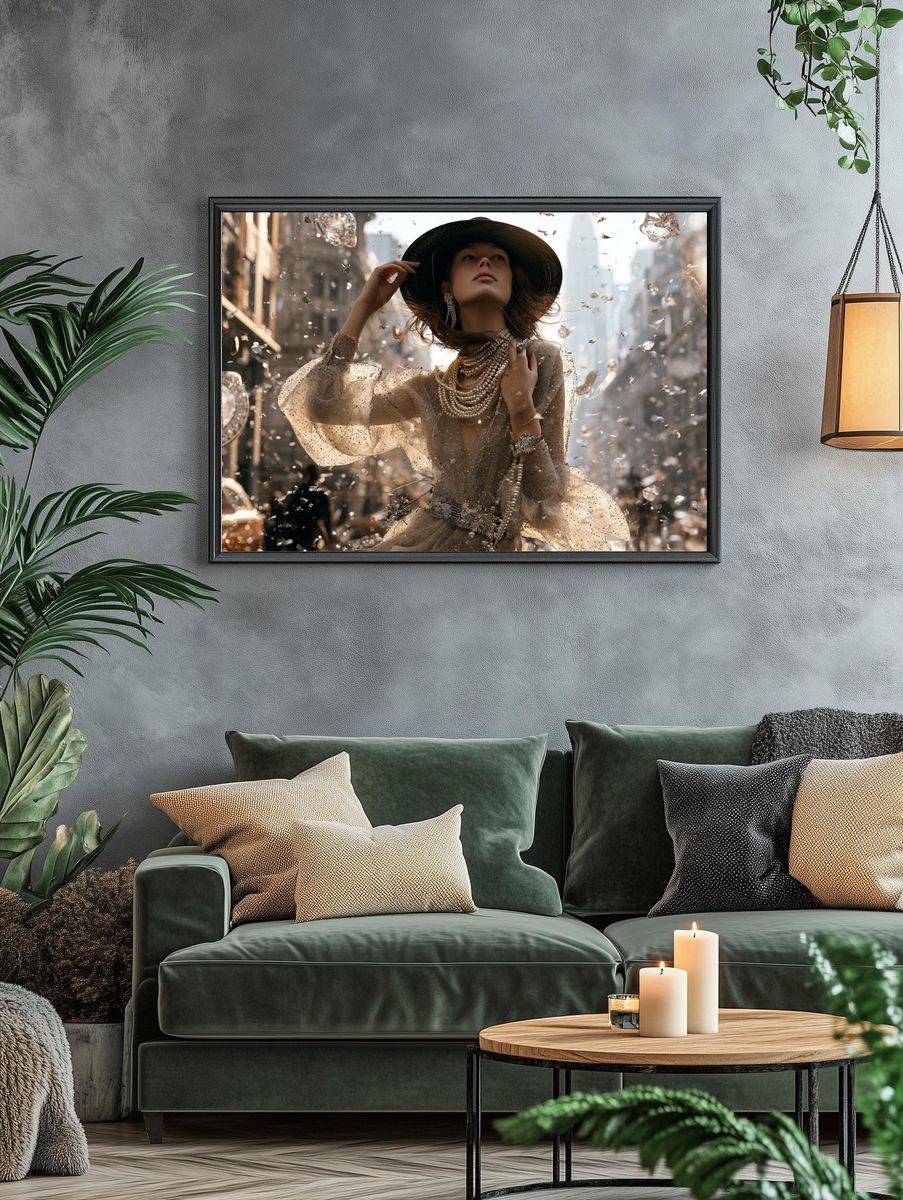 Glamorous Fashion Street Portrait Print. — room view 4