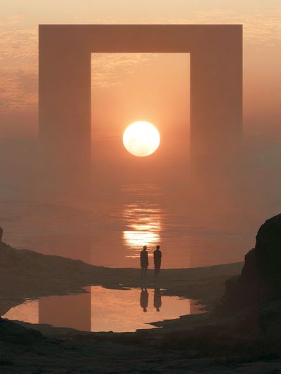 Surreal Sunset Portal Print. poster