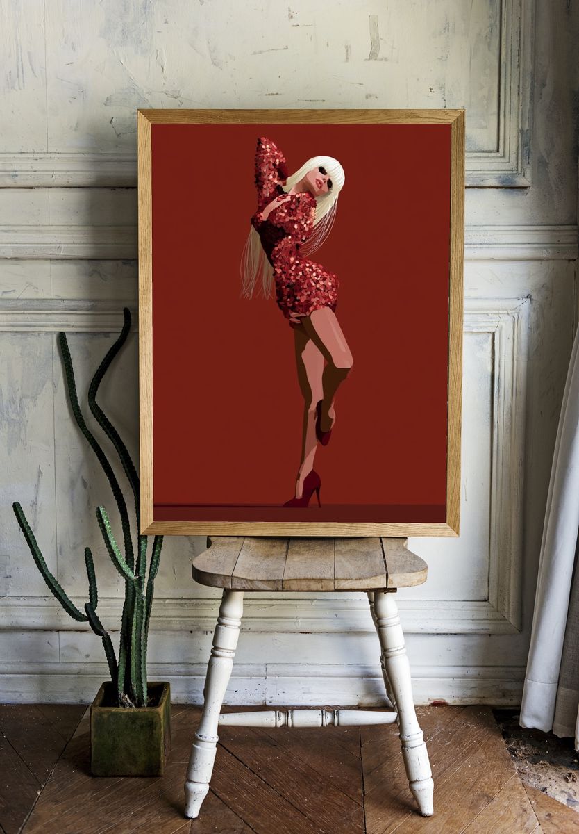 Red Sequin Fashion Figure Poster. room preview