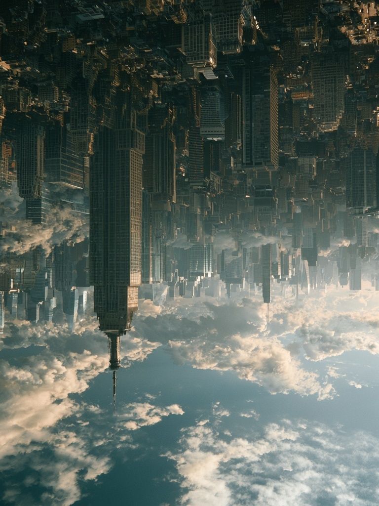 Upside-Down Skyline Surrealism Print. poster detail